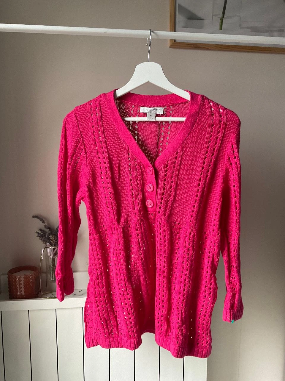 Suéter feminino rosa fúcsia aberto – Tamanho G – Christopher & Banks – photo 2